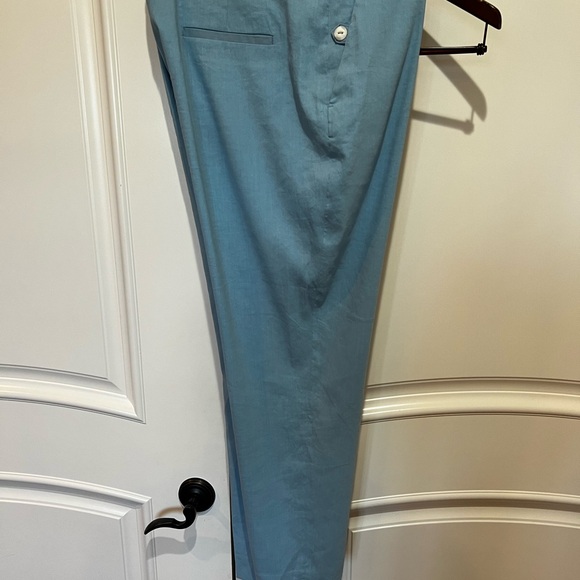 Rag & Bone Light Blue Poppy Tab Pants Tailored Fit Stretch Linen Blend Size 12 - Picture 5 of 11